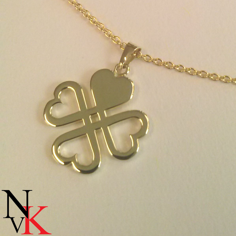 geelgouden hanger klavertje vier