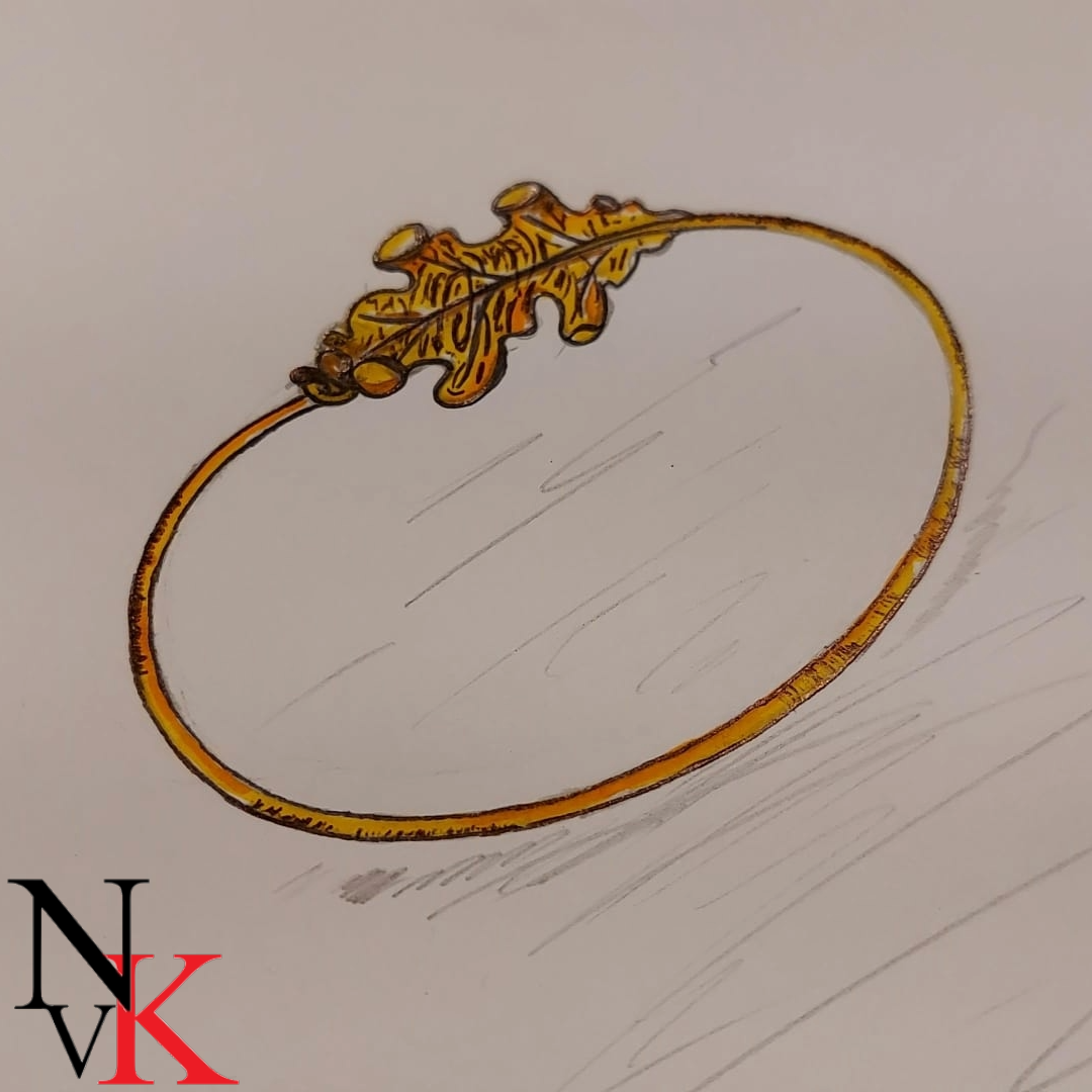 NvK Goudsmederij - Geelgouden hanger met eikenblad