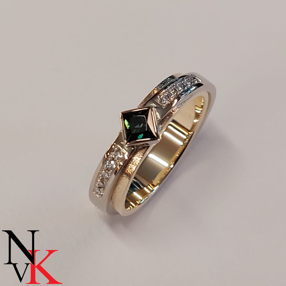 NvK Goudsmederij ring met diamanten geelgoud en witgoud