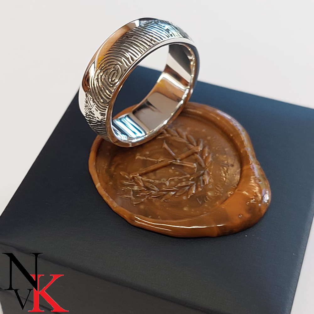 NvK Goudsmederij zilveren ring met vingerafdruk